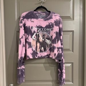Pink and Black Tie-Dye Fleetwood Mac Cropped Sweatshirt